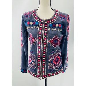 Indigo‎ Moon Boho Decorated MultiColored Front Pocket Blazer/Jacket